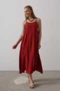 Askılı Uzun Çan Elbise - Bordo resmi